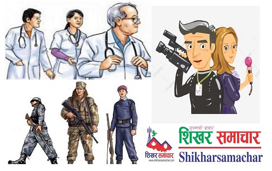 कोराना संक्रमणको उच्च जोखिममा स्वास्थ्यकर्मी, सुरक्षाकर्मी र मिडियाकर्मी