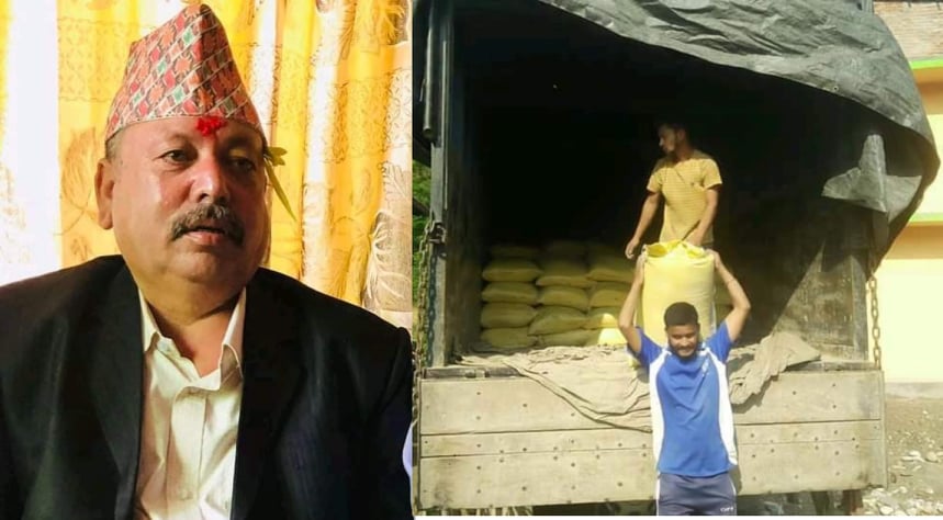 समाजसेवी खड्काद्वारा एक ट्रक चामल सहयोग