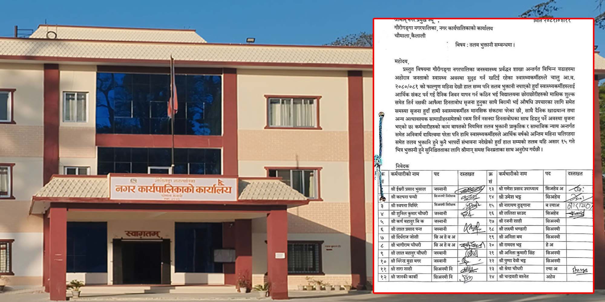 गौरीगङ्गाका स्वास्थ्यकर्मीले पाँच महिनादेखी तलब पाएनन्, नगरप्रमुखलाई बुझाए ज्ञापन पत्र