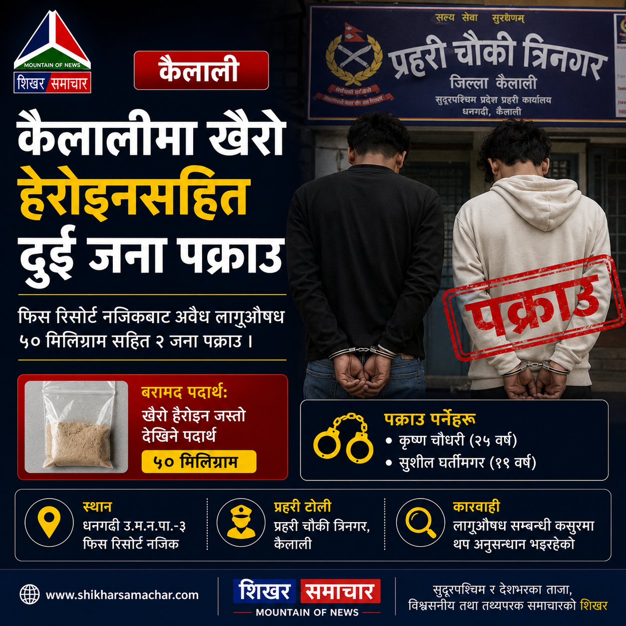 कैलालीमा खैरो हेरोइनसहित दुई जना पक्राउ