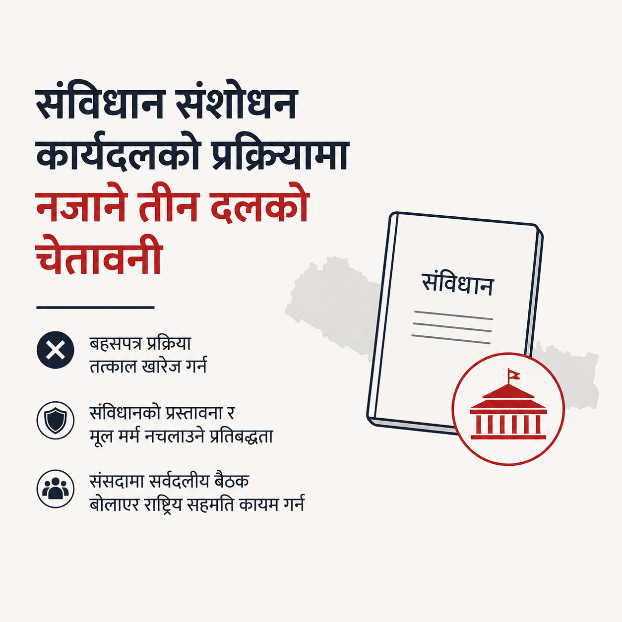 संविधान संशोधन कार्यदलको प्रक्रियामा नजाने तीन दलको चेतावनी